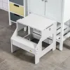 2-in-1 Kids Kitchen Step Stool & Table Chair Set