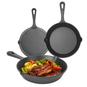 New Home 3Pcs Pre-Seasoned Cast Iron Skillet Set (6/8/10in)