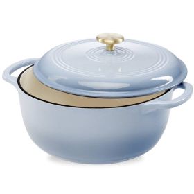 Baby Blue Enamel Cast-Iron Dutch Oven (6 Quart)