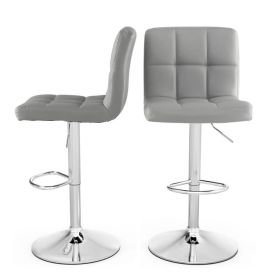 Modern Adjustable Grey Bar Stools w/Swivel Seats (Set of 2)
