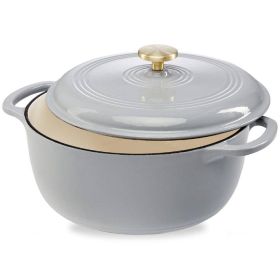 Light Grey Enamel Cast-Iron Dutch Oven (6 Quart)
