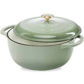 Sage Green Enamel Cast-Iron Dutch Oven (6 Quart)