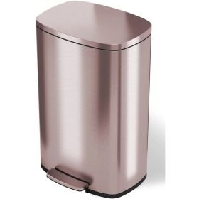 Copper Rose Gold Stainless Steel Step Trash Can w/Deodorizer  (13-Gallon)