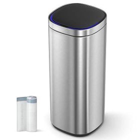 Motion Sensor Stainless Steel Trash Can with Ozone Button (13 gallon)