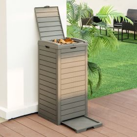 Heavy Duty Coffee Brown Plastic Outdoor Trash Can w/Bottom Liquid Drawer (31-Gallon)