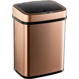Copper Rose Gold Stainless Steel Trash Can w/Motion Sensor Lid (3-Gallon)