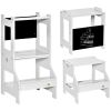 2-in-1 Kids Kitchen Step Stool & Table Chair Set