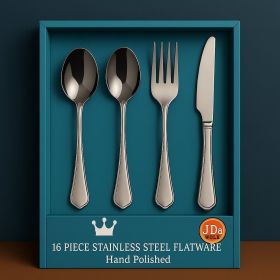 16-Piece Luxury Premium Silverware Dinnerware Tableware Set