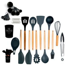 Silicone Kitchen Utensils (33 Pieces) (Color: gray)