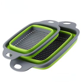 Collapsible Colander (Set Of 2) (Color: Green Set (1 Large + 1 Small))