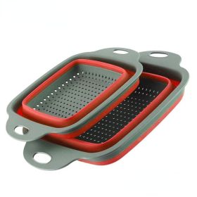 Collapsible Colander (Set Of 2) (Color: Red Set (1 Large + 1 Small))