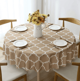 Tablecloth For Round Tables (Color: Khaki, size: 120*120cm)