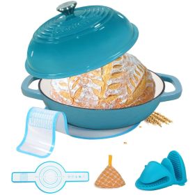 Enameled Cast Iron Dutch Oven with Lid (Color: teal)