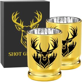 50 Caliber Deer Head Golden Plastic Wine Glasses With Gift Box (Option: Golden XJB030602)
